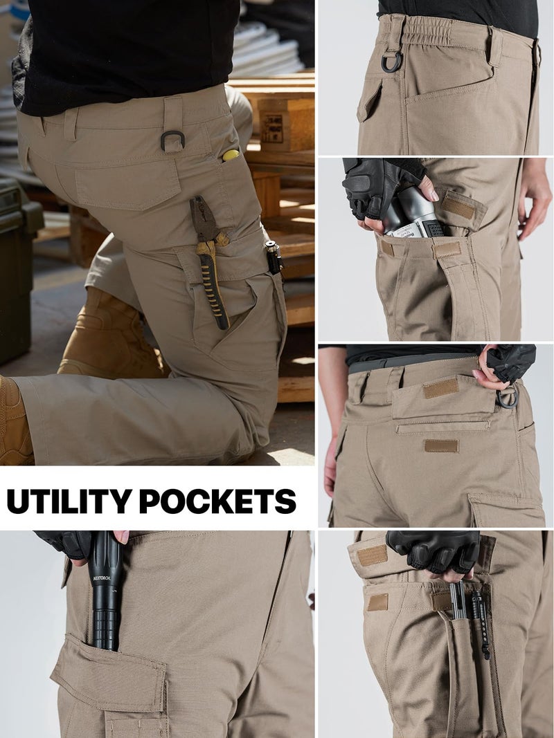 FREE SOLDIER Men's Tactical Pants Water Resistant Ripstop Cargo Work Lightweight EDC Hiking Pants with Multi Pocketsï¼ˆKhaki34Wx32Lï¼‰ - Image 3